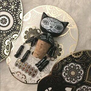 Day of the Dead Halloween Kitty Cat Potion Bottle Stopper